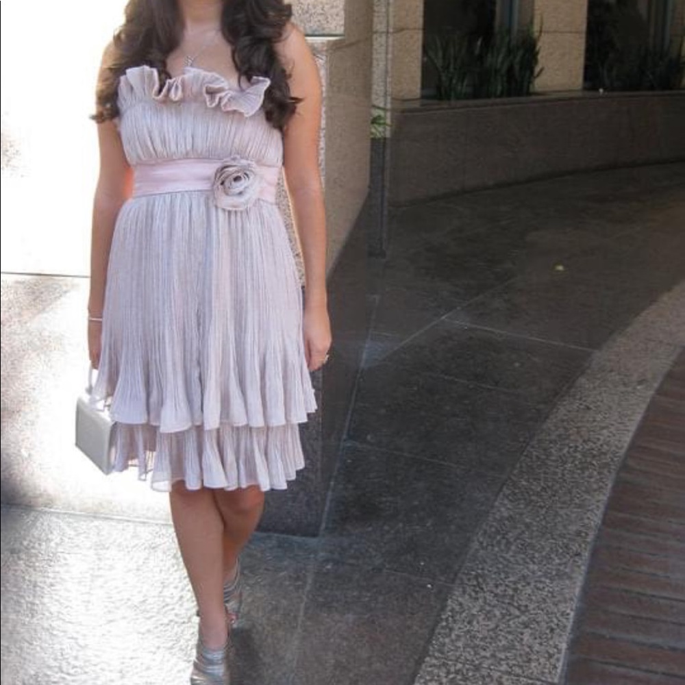 LaRok accordian style dress with fabric flower